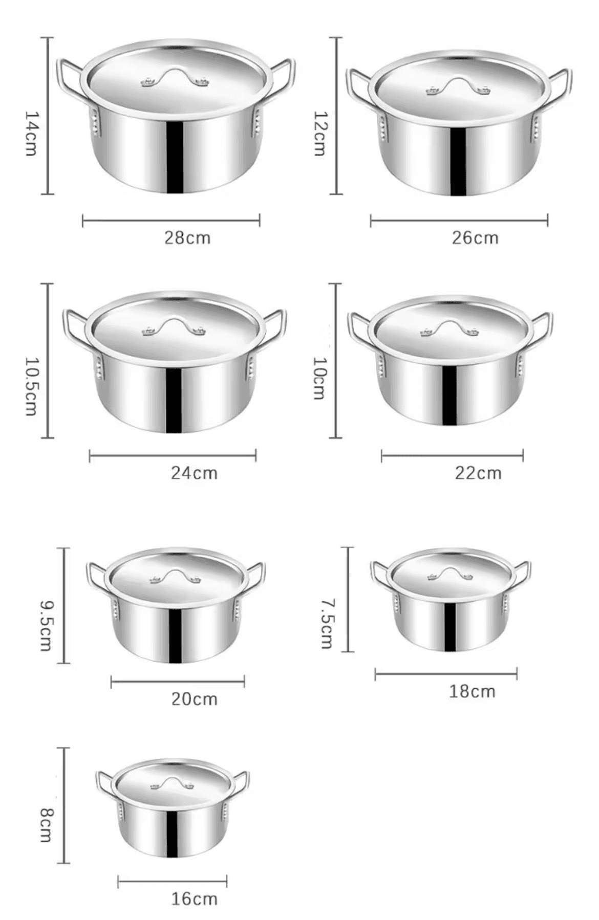 5PCS Aluminium Cooking Pot