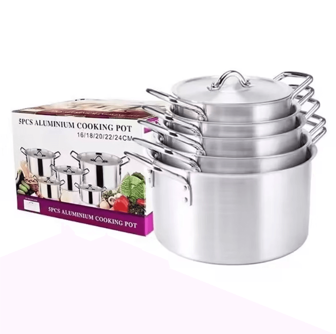 5PCS Aluminium Cooking Pot